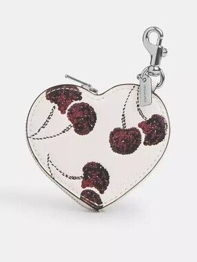 Coach Heart Bag Charm With Cherry Print